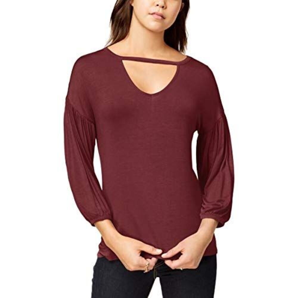 Ultra Flirt Juniors Keyhole Bubble Sleeve Top